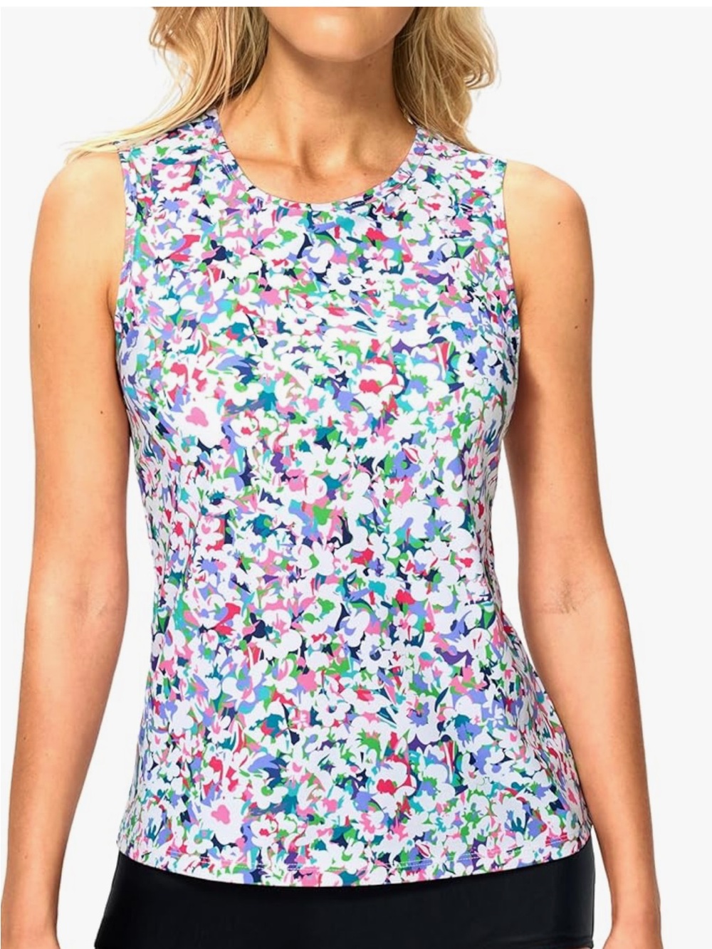 Floral High Neck Tankini Top
